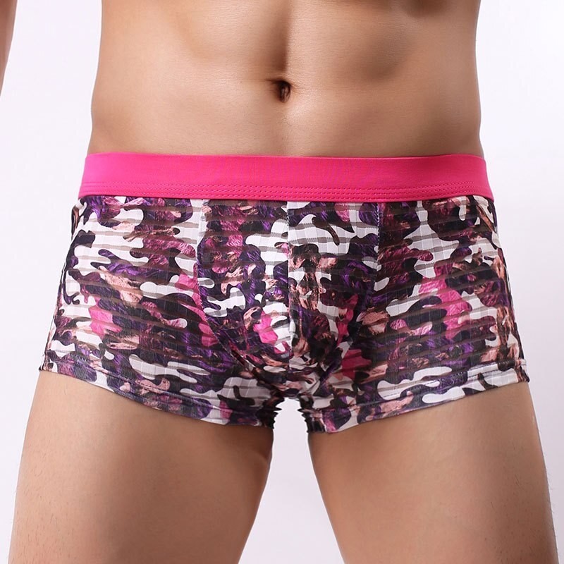 Ropa interior Sexy para hombre boxers de seda helada pantalones cortos para hombre transpirables Low