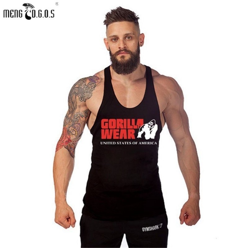 MENGDGOS Gyms Tank Tops Bodybuilding Men Cotton Vest O-Neck Golds Gyms Tank Top Men Sleeveless Shir