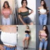 Verano mujeres Casual fuera del hombro tubo Tops blusa sin mangas sin tirantes Crop Tops seoras alg