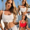 2019 nuevo Top corto sin mangas Casual de Color slido para mujer de verano para chicas camisa S-XL