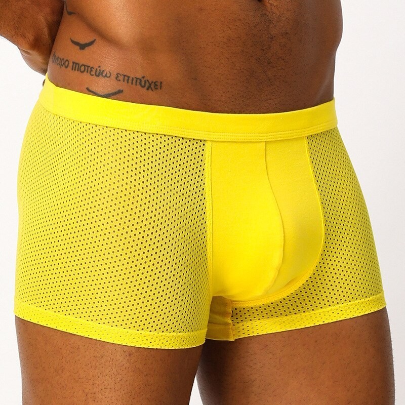 Los hombres atractivos ropa interior boxeadores transpirable Sexy malla Boxer Shorts ropa interior h