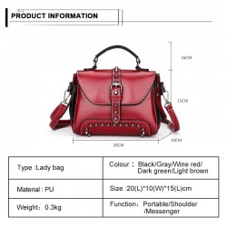 Rivet handbag Design Women Leather Handbags Vintage Lady Crossbody Shoulder Bag Rivet Ladies Messenger B