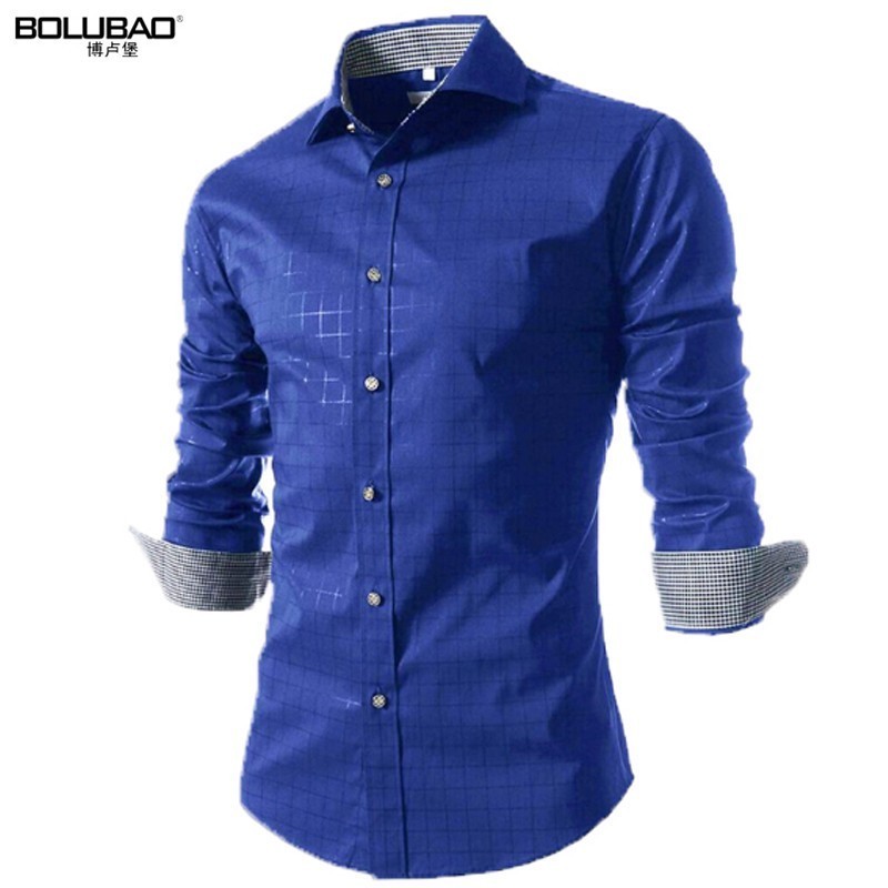 Buy Balubao Brand Men Shirt Fashion Dress Shirt Long Sleeve Men Plaid ...