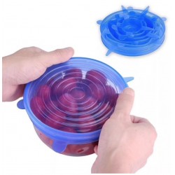 Silicone lids for bowls and pans to keep food fresh