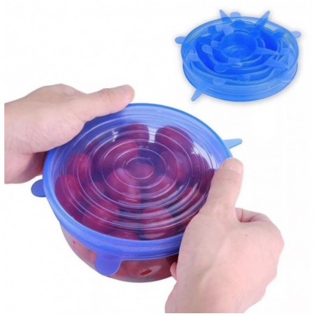 Silicone lids for bowls and pans to keep food fresh