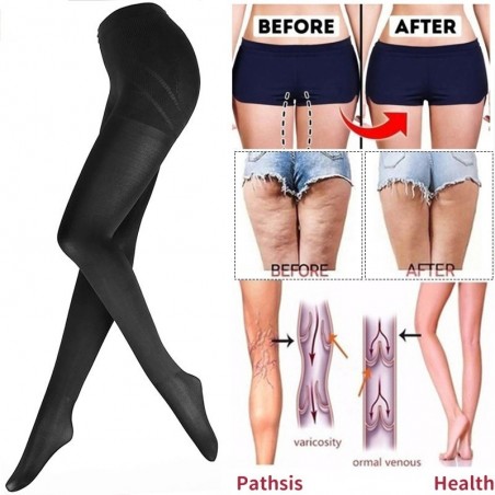 Calzas de compresin anticelulitis para adelgazar pierna moldeador de cuerpo cintura alta Control de