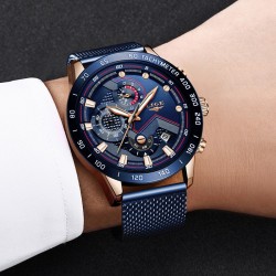 LIGE Fashion New Mens Watches Brand Luxury Wrist Watch Quartz Clock Blue Watch Men Waterproof Sport C