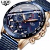 Reloj de pulsera LIGE a la moda de lujo para hombre reloj de cuarzo reloj azul crongrafo deporti