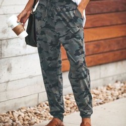 Camouflage  drawstring joggers for women