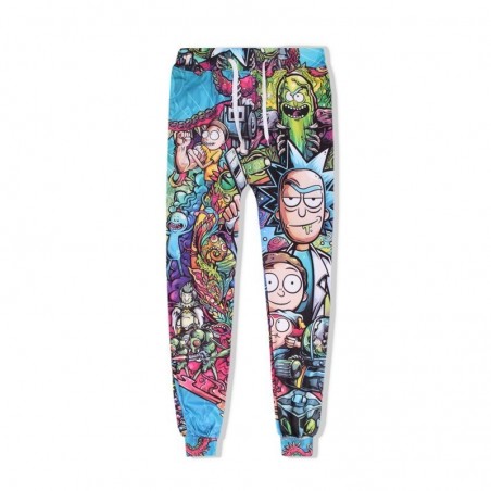 Novedad pantalones para correr en 3D Morty de Rick y a la moda pantalones Harajuku de Anime Hip H