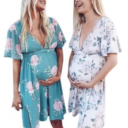 Ropa De maternidad De verano para mujeres embarazadas vestido De maternidad De manga corta vestido D