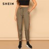 SHEIN verde del ejrcito cordn en la cintura cinta de contraste lateral utilidad pantalones de tipo