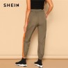 SHEIN verde del ejrcito cordn en la cintura cinta de contraste lateral utilidad pantalones de tipo