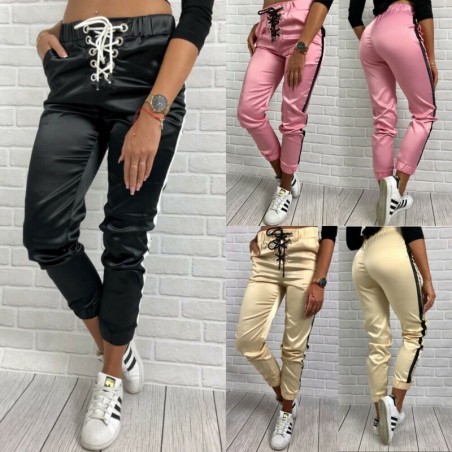 Nuevas mujeres Fitness Jogger pantalones de chndal Patchwork Hip hop Streetwear pantalones casuales