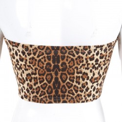 Sweetpropio leopardo impreso tubo Tops mujeres lindo Sexy sin tirantes Crop Top con bola de pelo ver