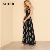 SHEIN encaje cintura parte delantera abierta Cami vestido mujeres cuello pico Spaghetti Strap maxive