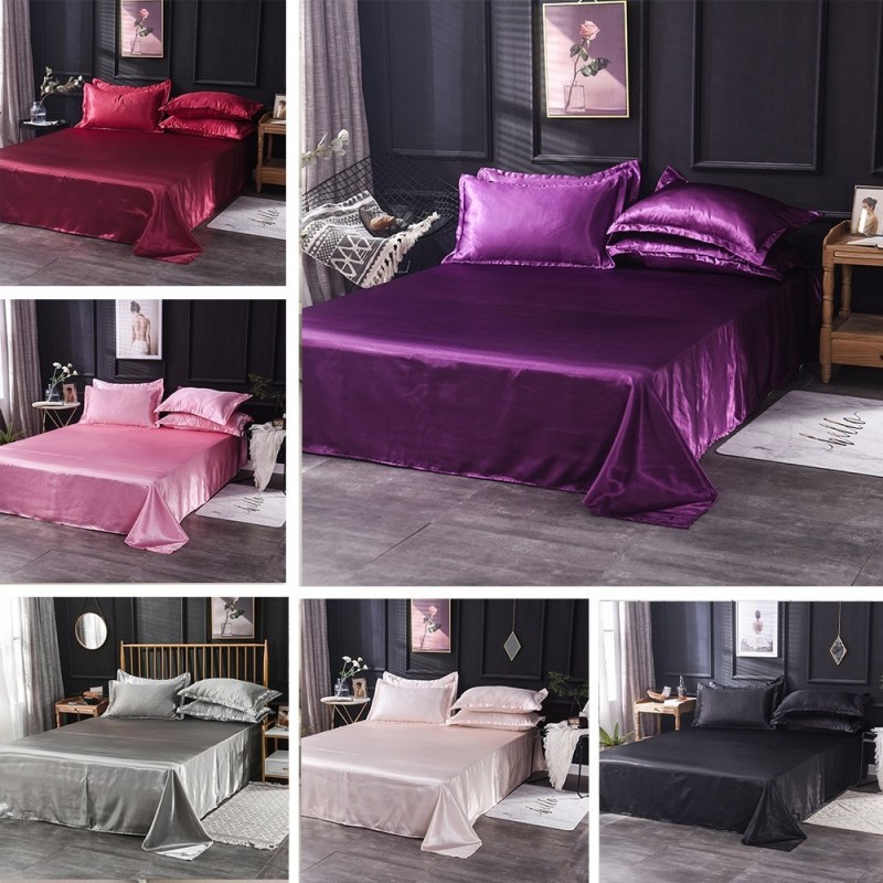 Luxury Satin Flat Sheet Bed Silk Bedsheet Wholesale Price Black Or Vivid Colour Silky Queen King Double Flat Or Top Bed Sheets Wish Shopping Lowest Price