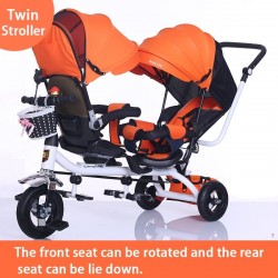 Cochecito de beb gemelo asiento doble triciclo para nios bicicleta asiento giratorio tres ruedas c