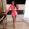 Neon Pink Green Satin 2 Two Piece