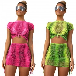 Neon Green Pink  2 Piece Set  Festival Clothing