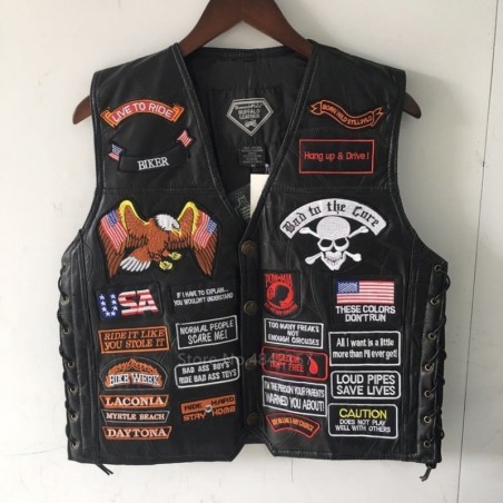 Leather Motorcycle Sleeveless Jackets