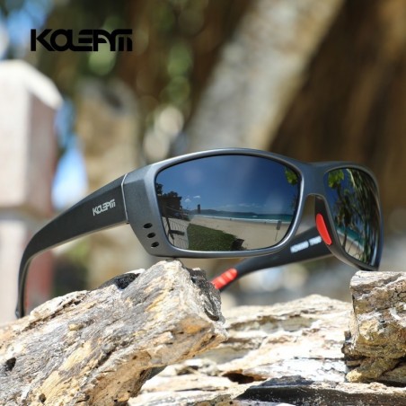 KDEAM de pesca gafas de sol hombres deporte TR90 marco polarizado reflectante capa lente 5 colores m