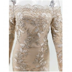 IHOT  women clothing Long sleeve off shoulder lace embroidery patchwork tunic party elegant ladies