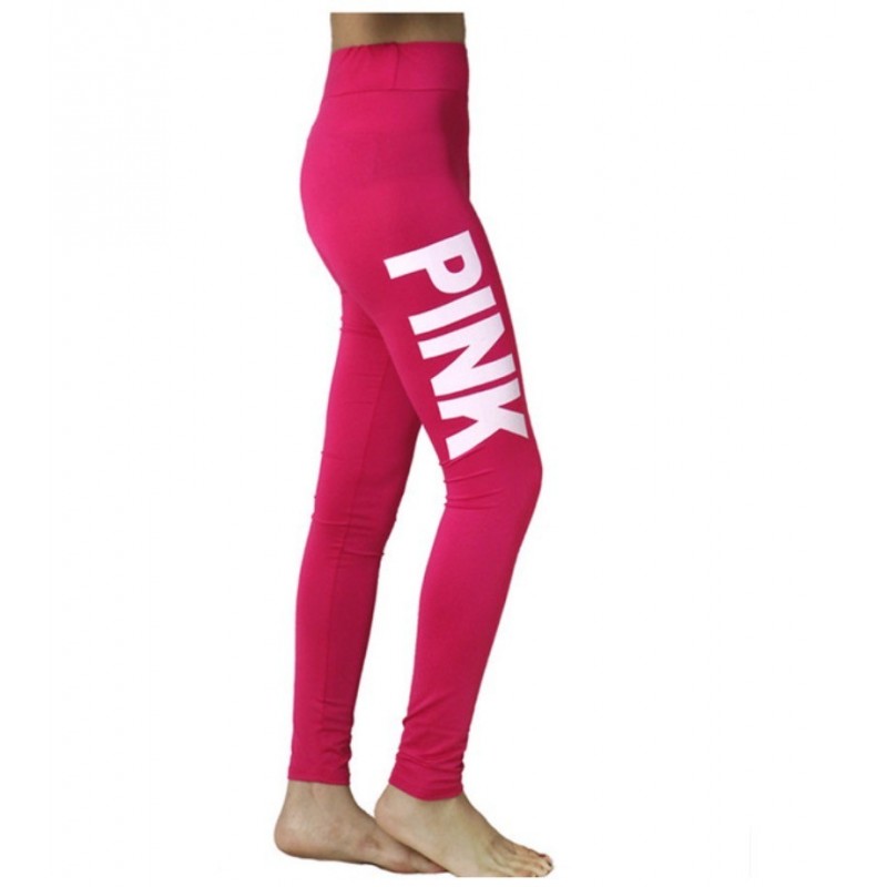 2018 mujeres amor Rosa carta de impresin Fitness Legging mujeres de alta cintura Slim VS Rosa Leggi