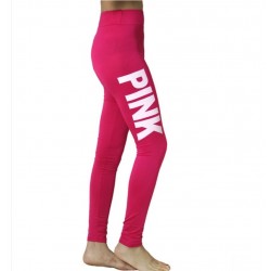 2018 mujeres amor Rosa carta de impresin Fitness Legging mujeres de alta cintura Slim VS Rosa Leggi