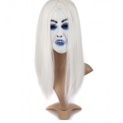 Mscara asustadiza Halloween Toothy Zombie novia con blanco mscara del fantasma del Horror del pelo