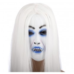 Mscara asustadiza Halloween Toothy Zombie novia con blanco mscara del fantasma del Horror del pelo