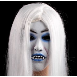 Mscara asustadiza Halloween Toothy Zombie novia con blanco mscara del fantasma del Horror del pelo