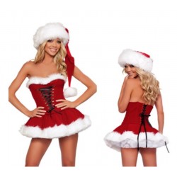 Moda adultos mujeres ajustado Fit Sexy vestido de Navidad trajes adultos mujeres Santa Claus Cosplay