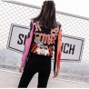 LORDXX Cropped Leather Jackets Women Hip hop Colorful Studded Coat New Spring Ladies Motorcycle Punk Cropped Jacket with belt