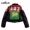 LORDLDS Print Leather Jacket Women Colourful Turn-down collar Punk Rock Cropped Jackets Ladies Outwear coats