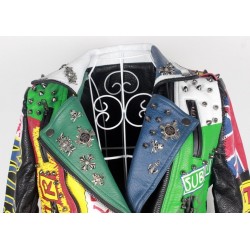 LORDLDS Print Leather Jacket Women Colourful Turn-down collar Punk Rock Cropped Jackets Ladies Outwear coats