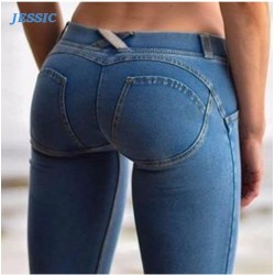 ESSIC Sexy Women Casual Jeans Skinny Lift Butt Leggings Bodycon Low Waist Denim Pants Push Up Hip Pencil Women High Street
