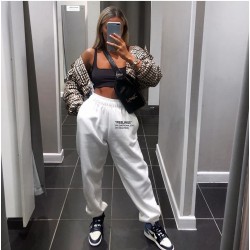 Letter Printed Joggers Women High Waist Pants Trousers streetwear Sweatpants Gothic Plus Size Harajuku Wide Leg pants  Rockmore