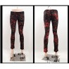 Gothic Women Broken Mesh Leggings Steam Punk Black And Red Women's Holes Ripped Leggings