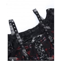 Goth Dark Gothic Plaid Women Sexy T-shirts Cropped Tops Bodycon emo girl Streetwear Clothes