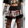 Goth Dark Vintage Printed Gothic Bandage Mini Skirts Grunge Punk Lace Patchwork Sexy A-line Skirt High Waist Fashion Streetwear