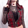 Rosetic  Gothic Chic Sexy  Punk Ladies Red Women Tops Blouses Zipper Chain Plaid Female Goth Retro Emo  Devil Punk Rave