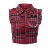 Rosetic  Gothic Chic Sexy  Punk Ladies Red Women Tops Blouses Zipper Chain Plaid Female Goth Retro Emo  Devil Punk Rave