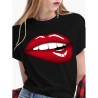 Gothic t-shirts Camiseta para mulheres t camisa  sexy festa beijo lábios engraçado verão t-shirts de manga curta roupas mulher