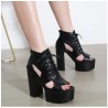 Ankle Wrap Block Heels Platform Shoes Woman Punk Gothic