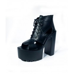 Ankle Wrap Block Heels Platform Shoes Woman Punk Gothic Sandals Female Party Shoes Peep Toe