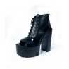 Ankle Wrap Block Heels Platform Shoes Woman Punk Gothic Sandals Female Party Shoes Peep Toe