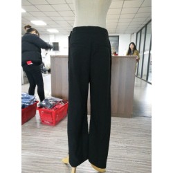 MissKoKo Apparel Black Brief Single Breasted Vintage Women Bottoms Spring Female Wide Leg Pant Side