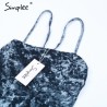 Simplee Strap backless velvet mini dress women Sexy lace up skinny bodycon dress female Slim winter 