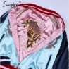  pink / blue Embroidery satin casual reversible jacket coat Autumn winter street jacket women Casual wear